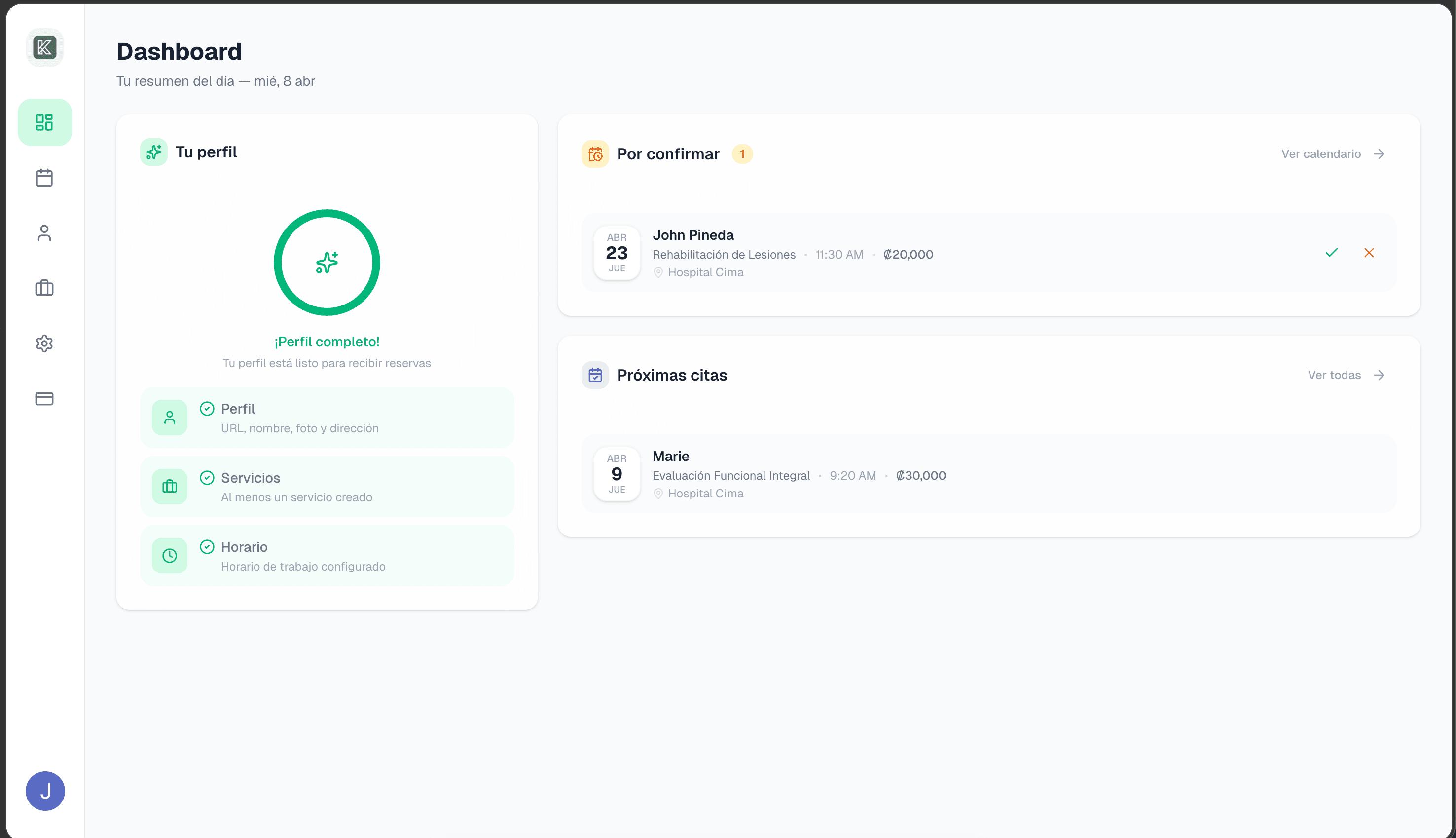 Dashboard profesional de Kani